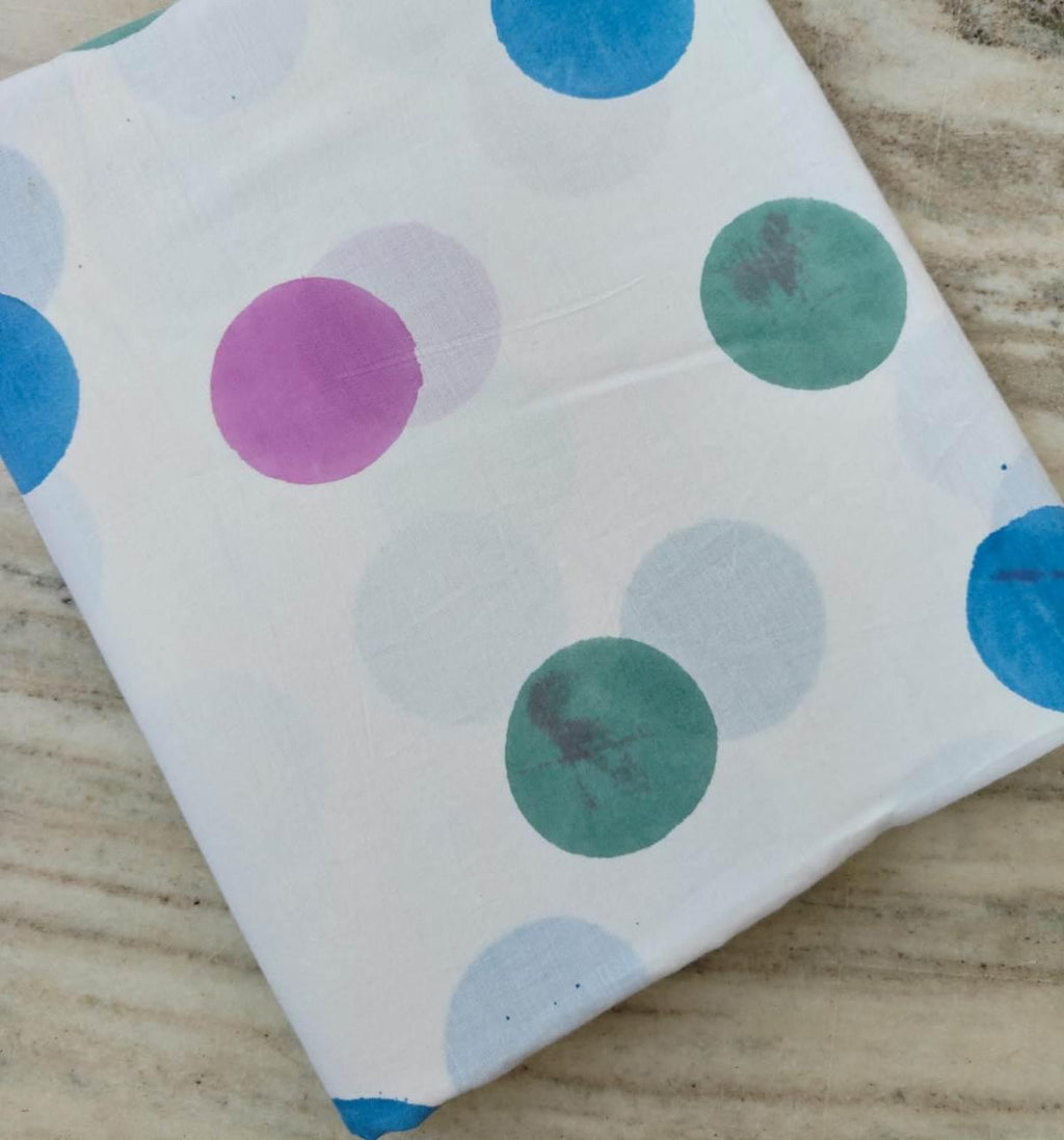 Watercolor Polka Dot Cotton Fabric by the Yard, Colorful Dot Print Fabric, White Background Cotton, Quilting Fabric, Sewing, Craft Fabric
