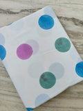 Watercolor Polka Dot Cotton Fabric by the Yard, Colorful Dot Print Fabric, White Background Cotton, Quilting Fabric, Sewing, Craft Fabric