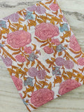New Arrival Pink Floral Cotton Fabric by The Yard, Hand Block Print Fabric, Indian Cotton Fabric, Flower Print Fabric, Dressmaking Fabric