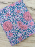 Lavender Floral Cotton Fabric, Block Print Style Fabric, Pink Floral Fabric By Yard, Soft Cotton Craft Fabric, Dressmaking Quilting Napkins