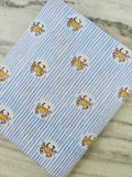 Yellow Crab Print Cotton Fabric by Yard, Striped Cotton Fabric, Beach Theme Fabric, Nautical Fabric Soft Cotton Material for Sewing Quilting