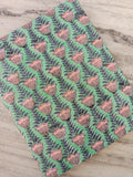 Mint Green Floral Cotton Fabric by Yard, Hand Block Print Cotton Fabric, Pink Flower Indian Fabric, Quilting Fabric, Dressmaking Fabric