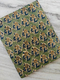 Sage Green Floral Cotton Fabric by Yard Hand Block Print Cotton Fabric Indian Floral Fabric Botanical Fabric Quilting Fabric Sewing Fabric