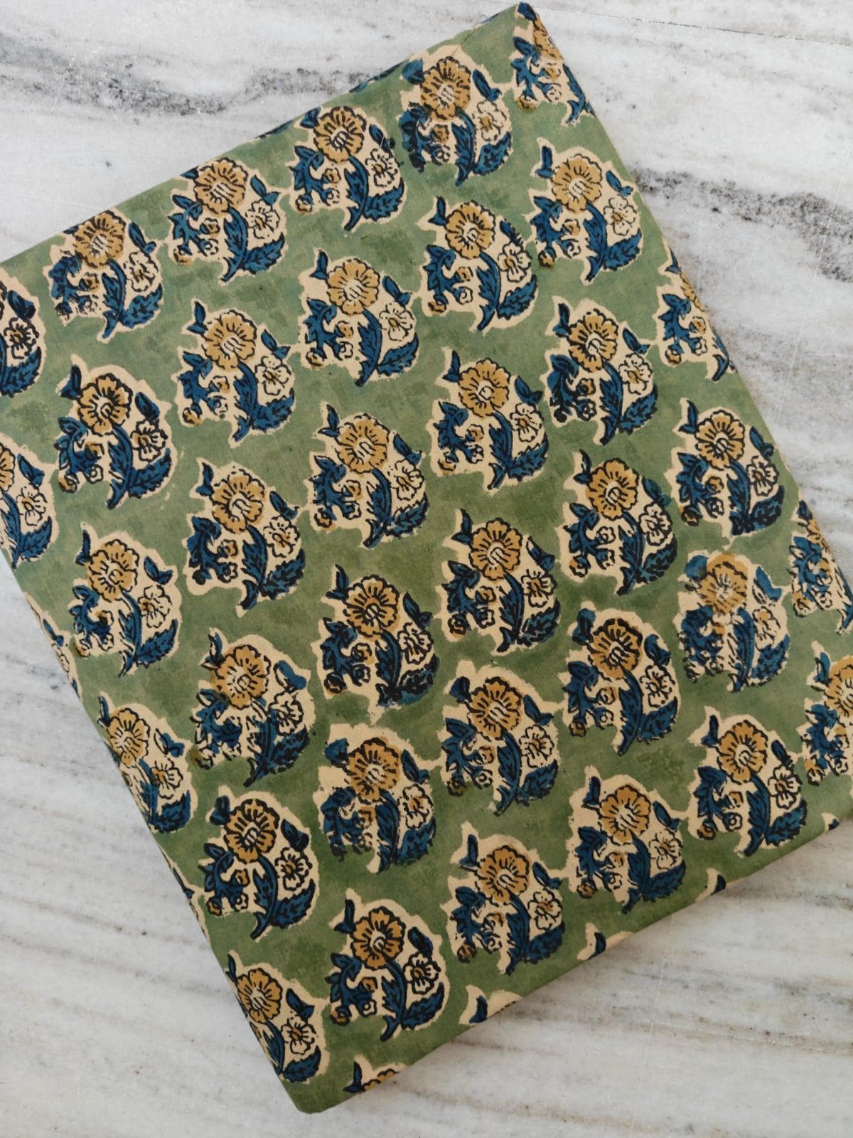 Sage Green Floral Cotton Fabric by Yard Hand Block Print Cotton Fabric Indian Floral Fabric Botanical Fabric Quilting Fabric Sewing Fabric