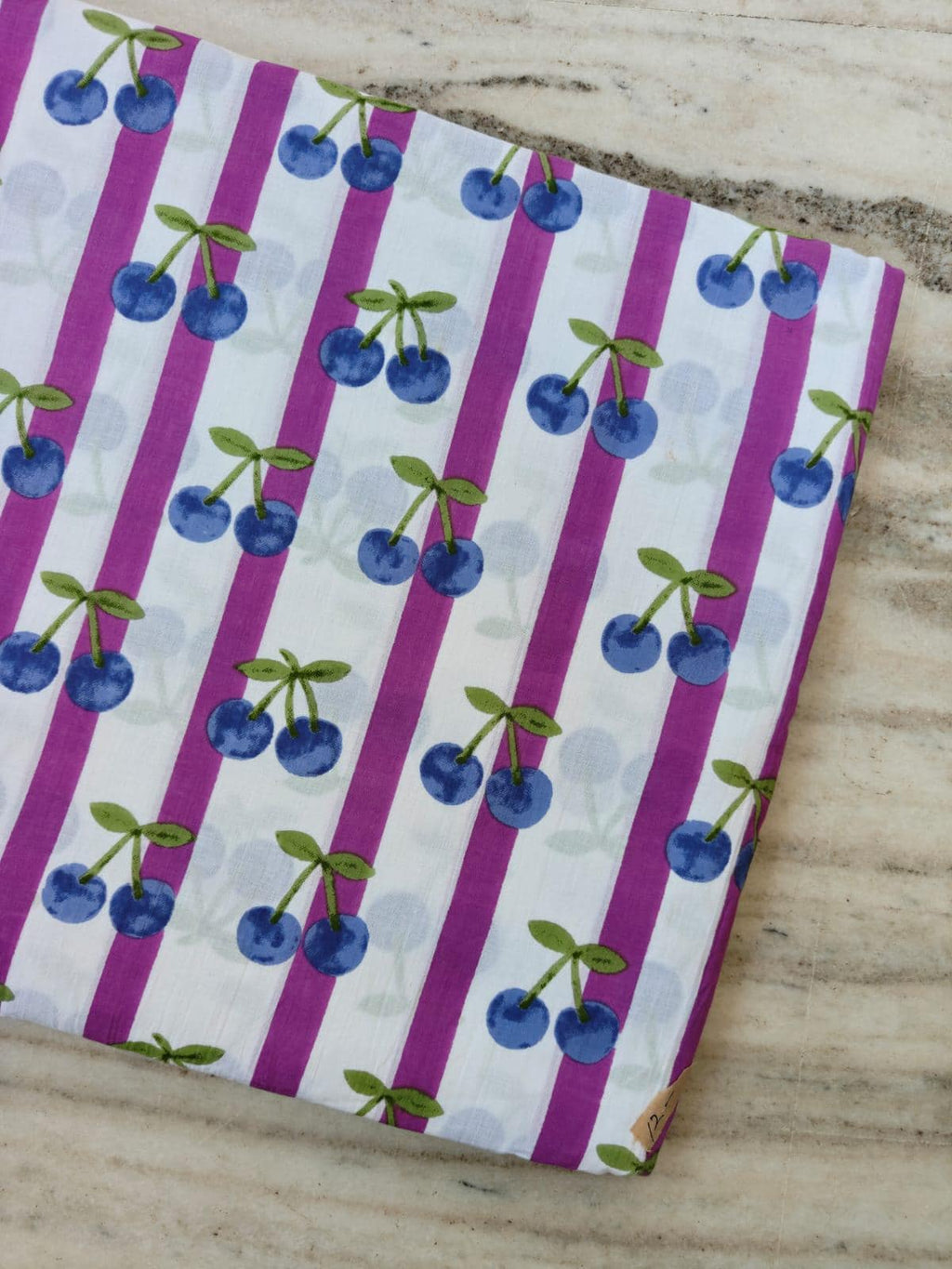 Cherry Print Cotton Fabric by Yard, Pink Stripe Cotton Fabric, Fruit Print Fabric, Cute Summer Fabric, Cotton Sewing Fabric, Kids Fabric
