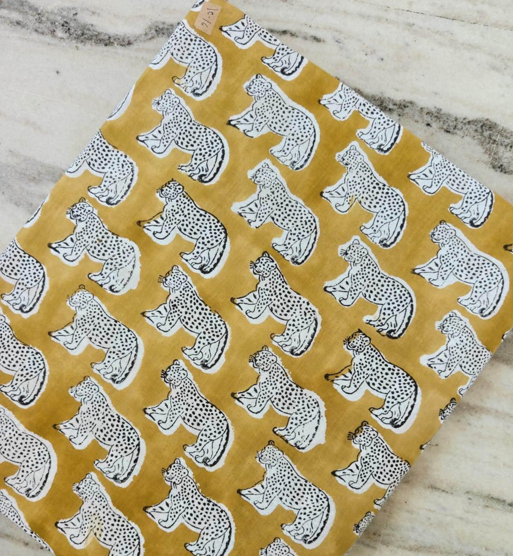 Leopard Print Cotton Fabric by the Yard, Mustard Yellow Animal Print Fabric, Safari Cotton Fabric, Jungle Wildlife Quilting Sewing Fabric