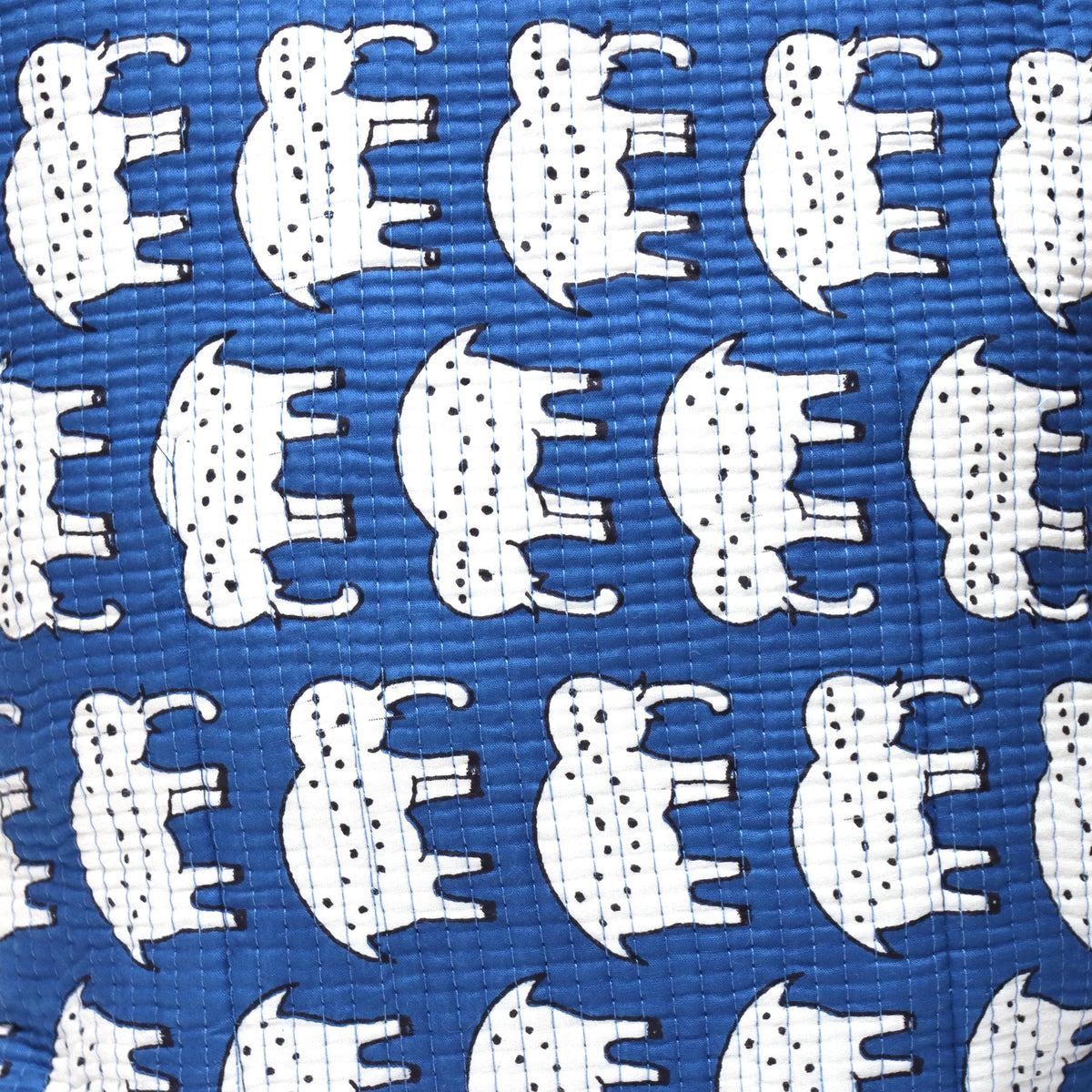 Blue Elephant Quilted Shoulder Bag, Handmade Cotton Tote Bag, Block Print Elephant Purse, Lightweight Everyday Carry Bag, Gift For Her