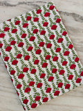 Red Floral Cotton Fabric by the Yard, White Hand Block Print Fabric, Green Vine Indian Cotton Fabric, Sewing Fabric, Loose Running Fabric