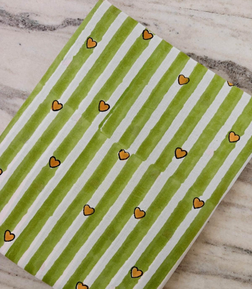 White Stripe Heart Cotton Fabric, Orange Heart Print Fabric, Valentine Fabric by the Yard, Cute Love Pattern Cotton Sewing Quilting Fabric