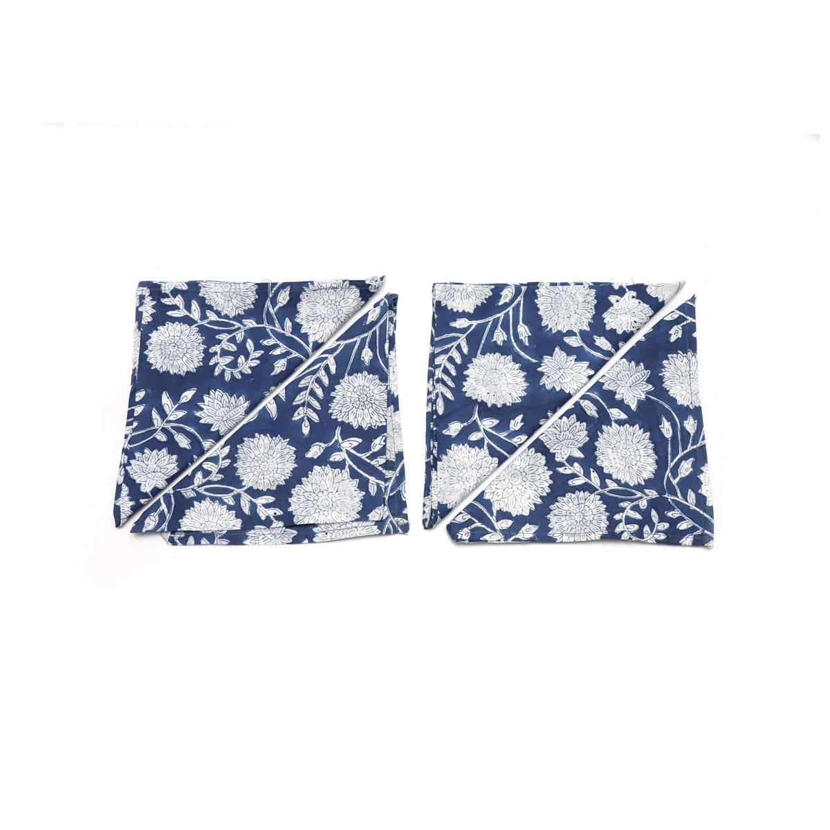 Hand Block Printed Cotton Napkins, Blue and White Background Cotton Dinner Napkins, Reusable Cloth Napkins, Organic Indian Table Linen Set