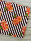 Pomegranate Cotton Fabric, Brown Stripe Fruit Print Fabric, Hand Block Print Cotton Material, Botanical Fabric by Yard Quilting Craft Fabric