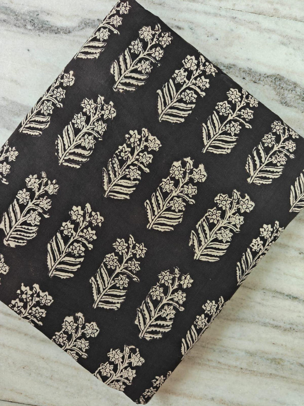 Black Color Indian Hand Block Print Fabric, Floral 100% Cotton Quilting Fabric By The Yard, Dressmaking Fabric, Napkins Fabric, Loose Fabric