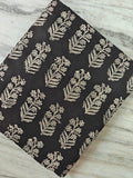 Black Color Indian Hand Block Print Fabric, Floral 100% Cotton Quilting Fabric By The Yard, Dressmaking Fabric, Napkins Fabric, Loose Fabric