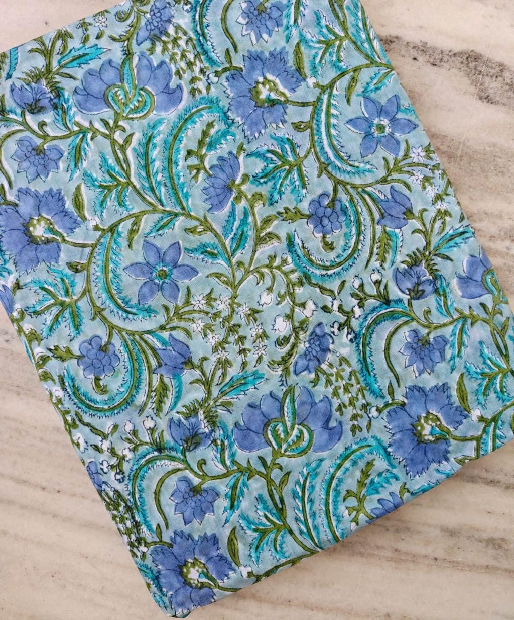 Blue Floral Cotton Fabric by the Yard, Botanical Vine Print Fabric, Light Blue Cotton Material, Quilting Fabric, Sewing Fabric, Dressmaking