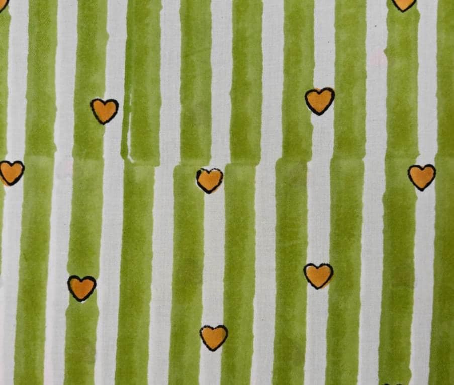 White Stripe Heart Cotton Fabric, Orange Heart Print Fabric, Valentine Fabric by the Yard, Cute Love Pattern Cotton Sewing Quilting Fabric