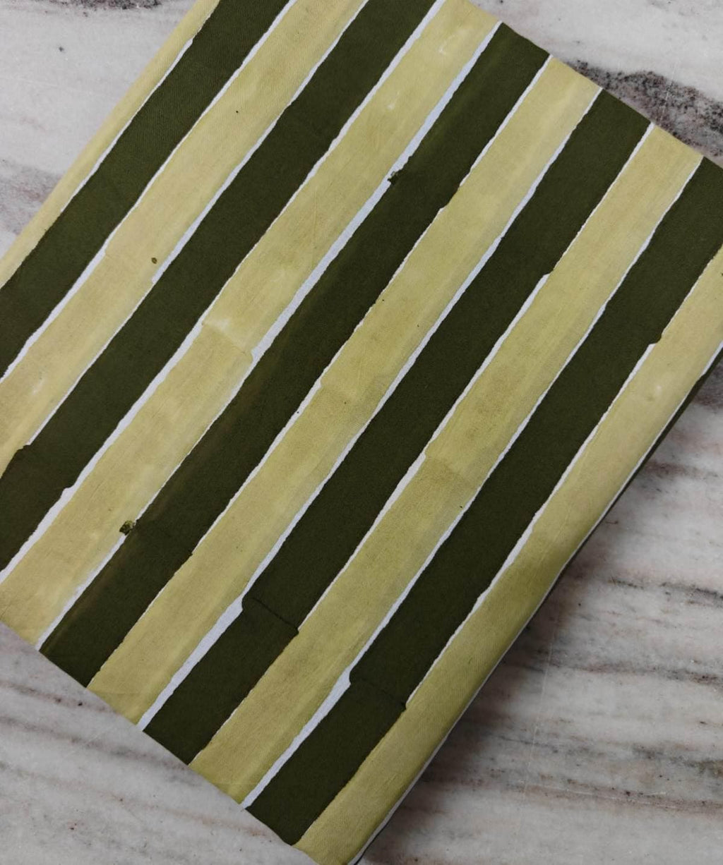 Green & Yellow Striped Cotton Fabric by the Yard, Hand Block Print Cotton Fabric, Upholstery, Quilting, Sewing, Dressmaking Fabric