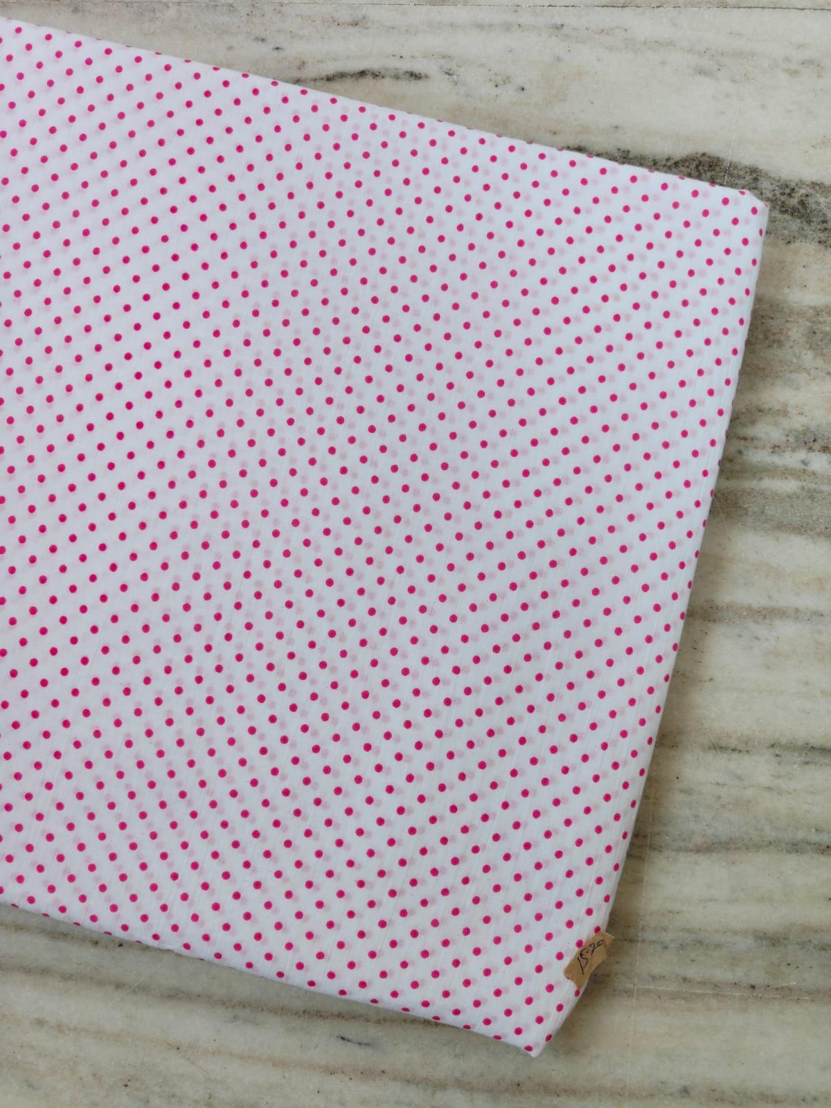 White Cotton Fabric with Hot Pink Polka Dots, Pink Dot Print Cotton Fabric by the Yard, Small Polka Dot Fabric, Quilting Sewing Fabric