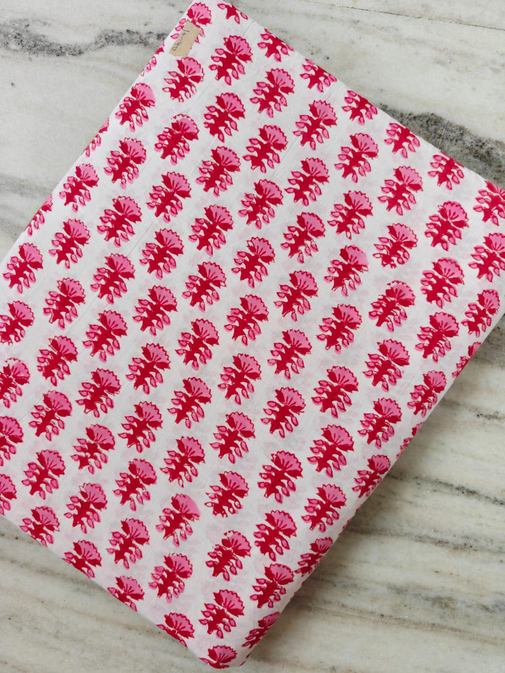 Pink Floral Cotton Fabric by the Yard, White Hand Block Print Cotton Fabric, Indian Cotton Fabric, Soft Floral Dress Quilting Sewing Fabric