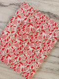 Red Floral Vine Block Print Cotton Fabric by the Yard, Indian Hand Block Print Fabric, Soft Cotton Sewing Fabric, Dressmaking, Craft Textile