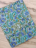 Blue Floral Cotton Fabric by the Yard, Botanical Vine Print Fabric, Light Blue Cotton Material, Quilting Fabric, Sewing Fabric, Dressmaking