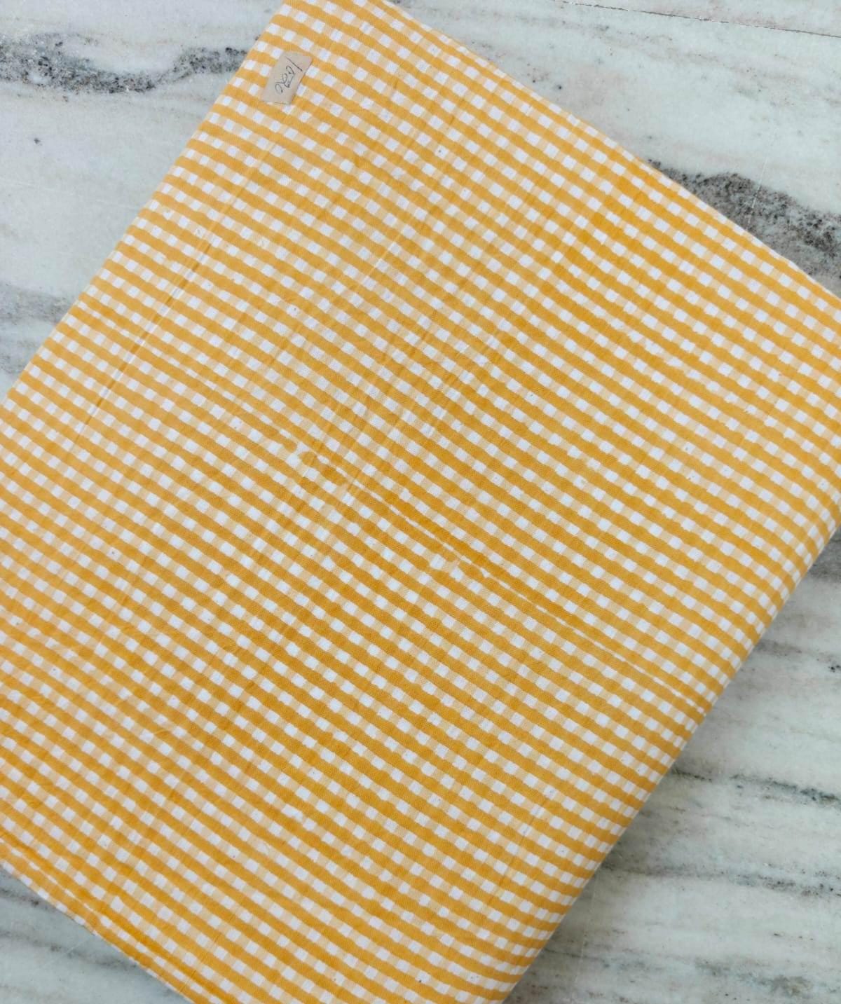 Yellow Gingham Cotton Fabric by the Yard, Mustard Check Cotton Fabric, Buffalo Check Fabric, Plaid Cotton, Quilting Fabric, Sewing Fabric