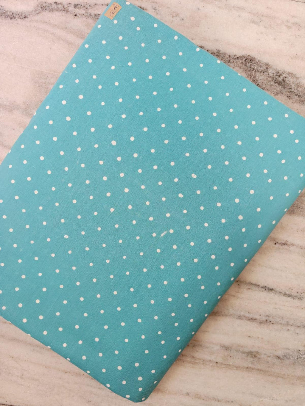 Turquoise Polka Dot Cotton Fabric by the Yard, Aqua White Mini Dot Print Fabric Quilting Cotton Sewing Fabric, Dressmaking Baby Quilt Fabric