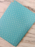 Turquoise Polka Dot Cotton Fabric by the Yard, Aqua White Mini Dot Print Fabric Quilting Cotton Sewing Fabric, Dressmaking Baby Quilt Fabric