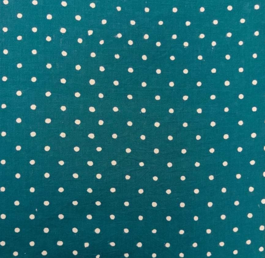 Teal Polka Dot Cotton Fabric by the Yard, Dark Teal White Mini Dot Print Fabric, Quilting Cotton Sewing Fabric Dressmaking Baby Quilt Fabric