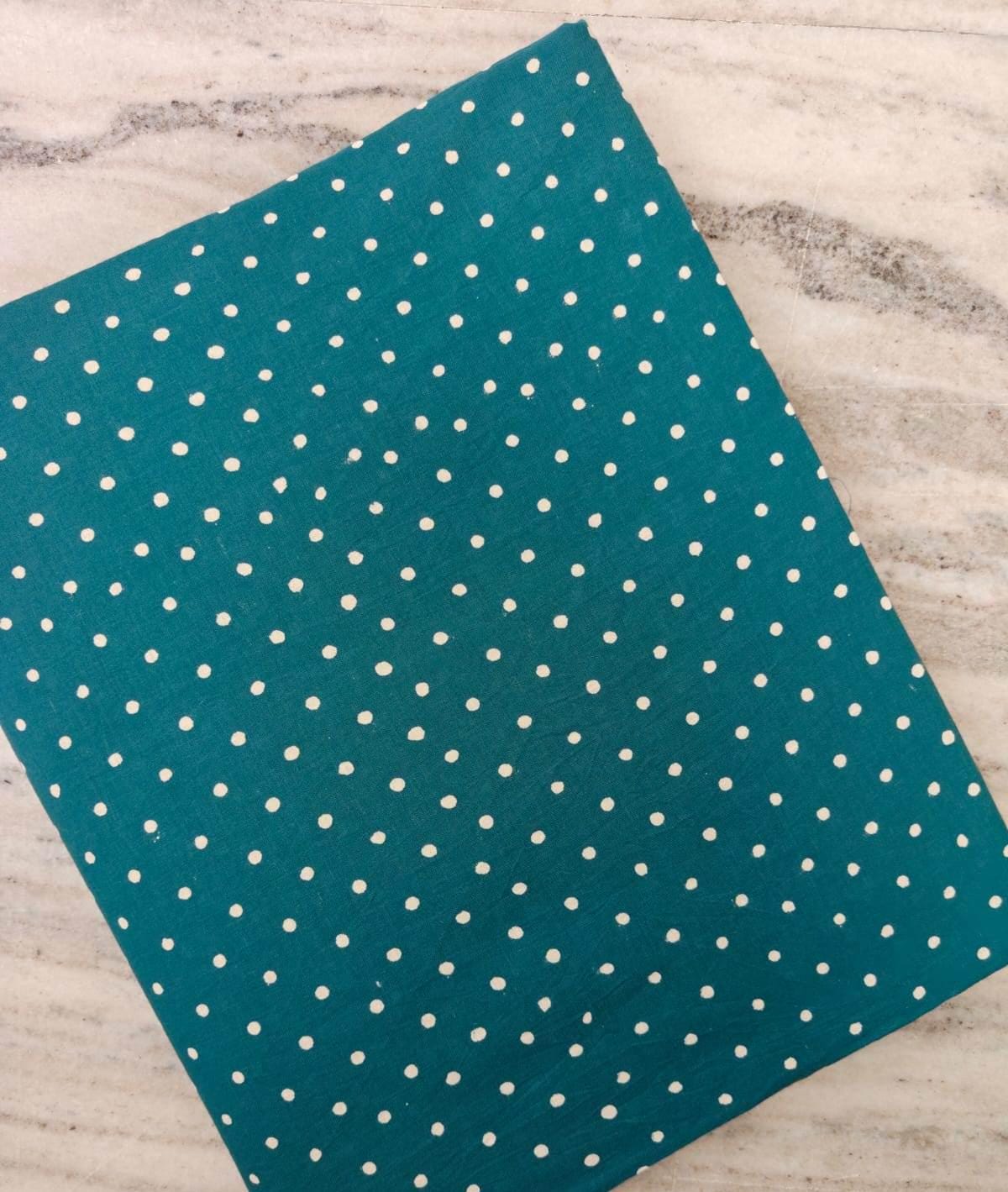 Teal Polka Dot Cotton Fabric by the Yard, Dark Teal White Mini Dot Print Fabric, Quilting Cotton Sewing Fabric Dressmaking Baby Quilt Fabric