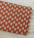 Brown Paisley Cotton Fabric by the Yard, Hand Block Print Cotton Fabric, Rust Floral Paisley Dress Material,  Indian Cotton Textile Fabric