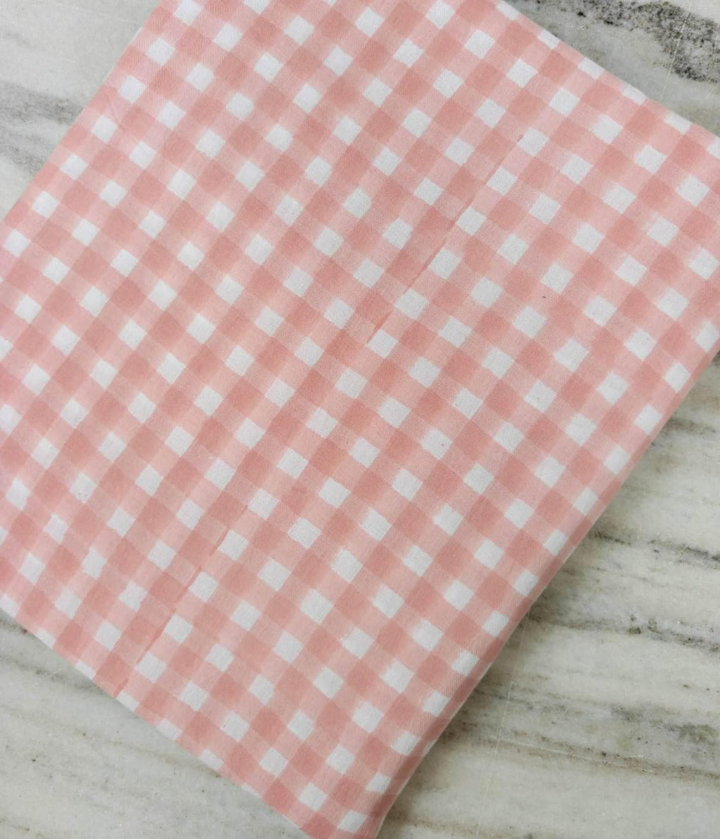 Pink Gingham Cotton Fabric by the Yard, Buffalo Check Cotton Fabric, Plaid Cotton Fabric for Quilting, Sewing, Dresses, Loose Running Fabric