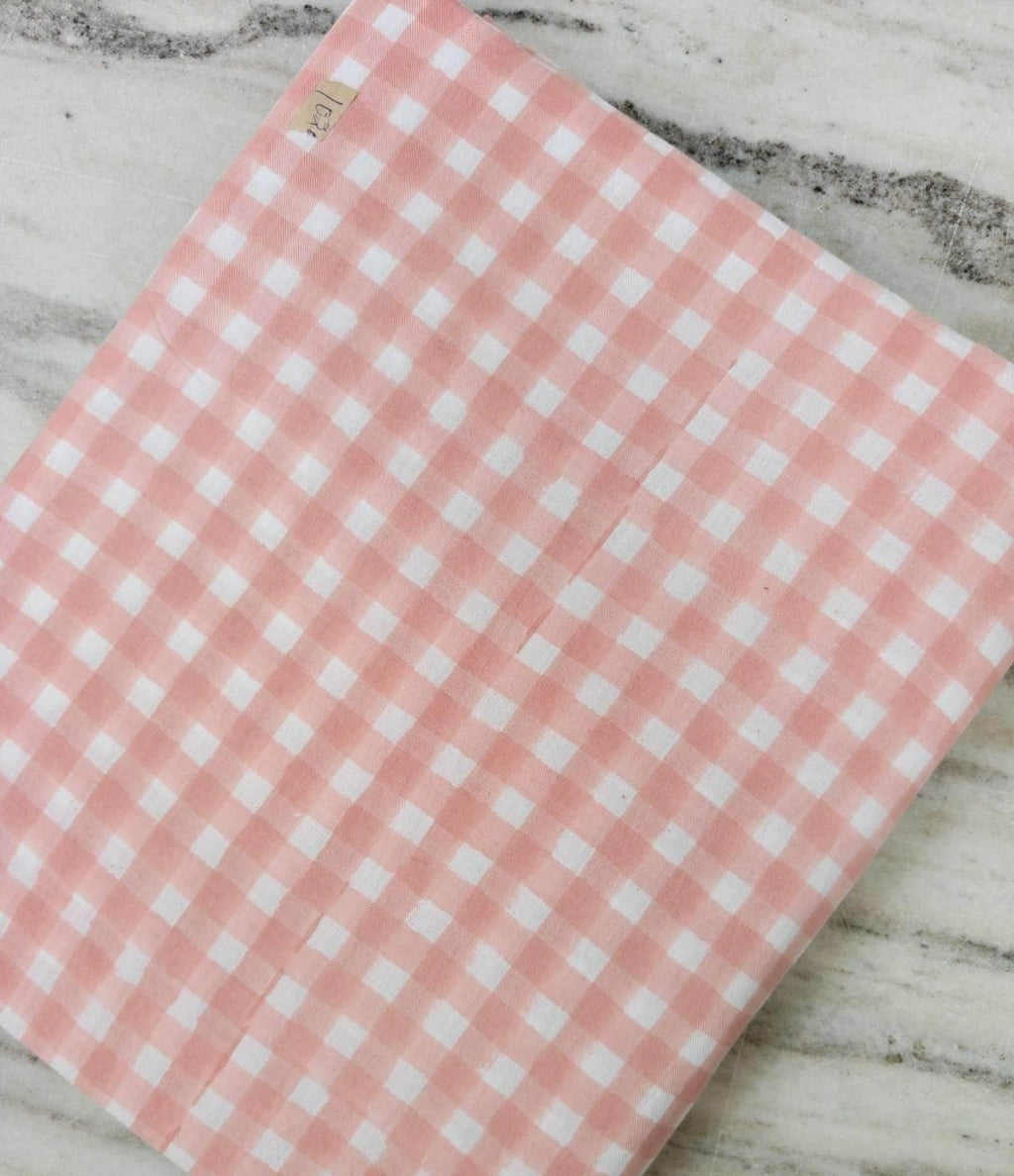 Pink Gingham Cotton Fabric by the Yard, Buffalo Check Cotton Fabric, Plaid Cotton Fabric for Quilting, Sewing, Dresses, Loose Running Fabric