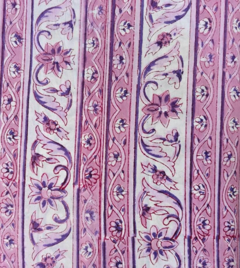 Pink Color Indian Hand Block Print Fabric, Floral 100% Cotton Quilting Fabric By The Yard, Dressmaking Fabric, Napkins Fabric, Loose Fabric