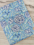 Blue Indian Hand Block Print Floral Cotton Fabric by the Yard, Light Blue Botanical Print Fabric, Quilting Sewing Dressmaking Fabric, Napkin