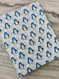 White Blue Penguin Print Cotton Fabric by the Yard, Cute Animal Cotton Fabric, Kids Nursery Fabric, Cartoon Penguin Fabric for Quilting