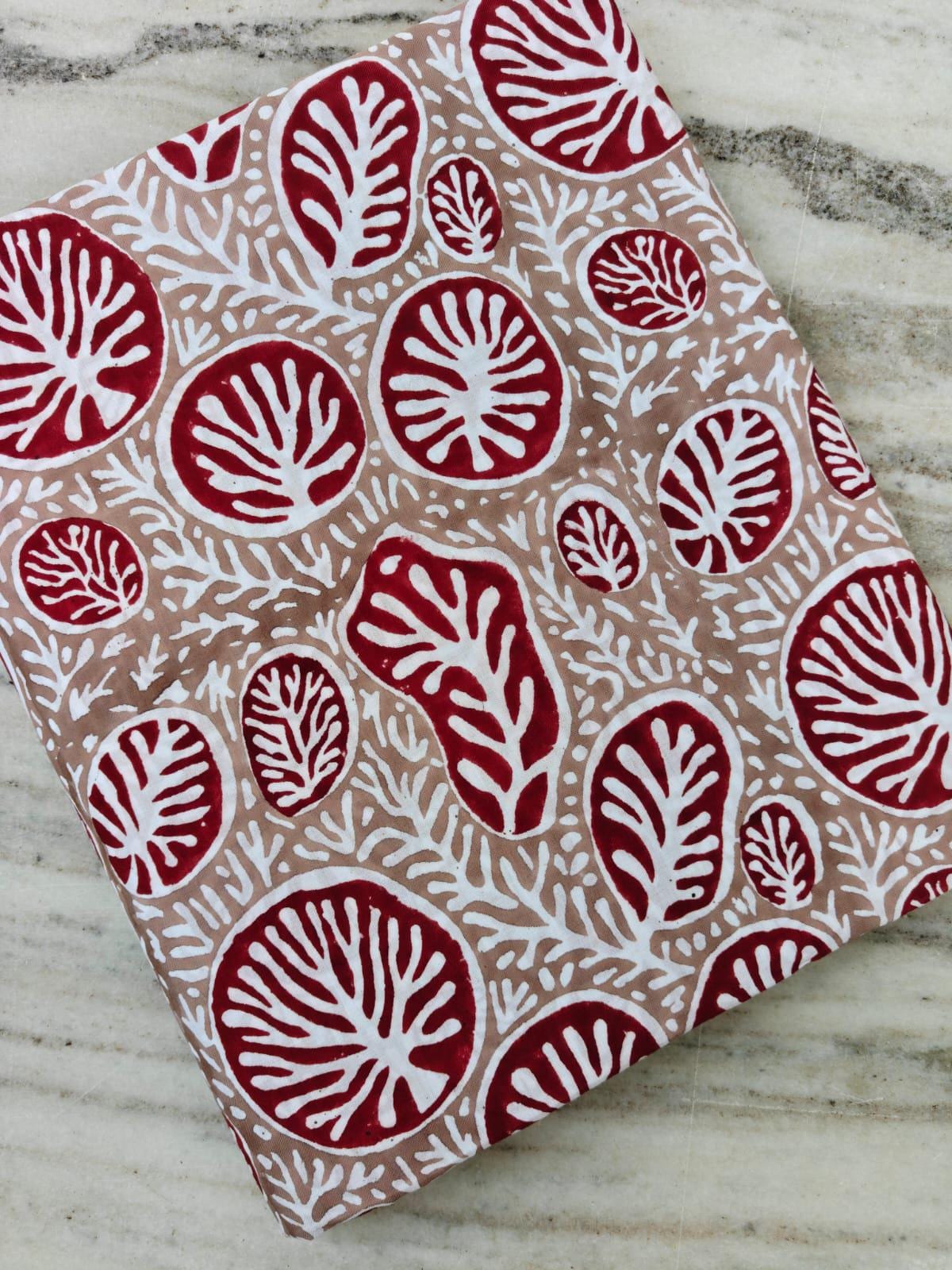 Green and Mustard Yellow Botanical Cotton Fabric, Hand Block Style Leaf Print, Modern Organic Pattern Fabric, Quilting Sewing Craft Fabric