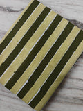 Green & Yellow Striped Cotton Fabric by the Yard, Hand Block Print Cotton Fabric, Upholstery, Quilting, Sewing, Dressmaking Fabric