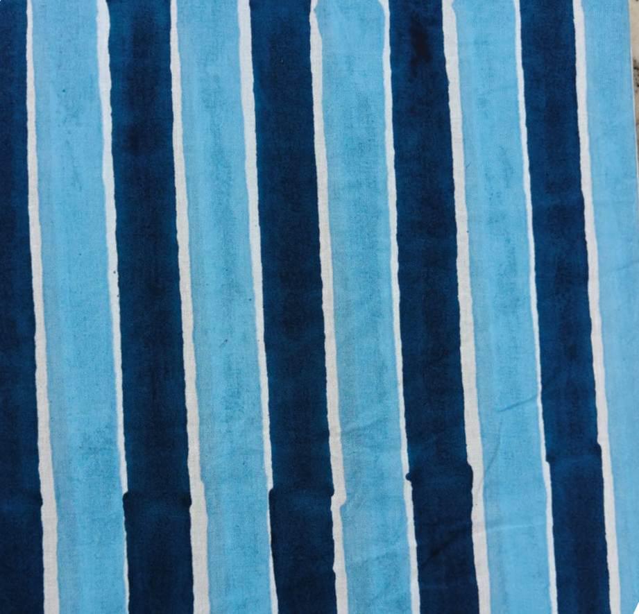 Navy & Sky Blue Stripe Cotton Fabric, Blue Striped Cotton Fabric by the Yard, Quilting Fabric, Apparel Fabric,  Soft Cotton Loose Textile
