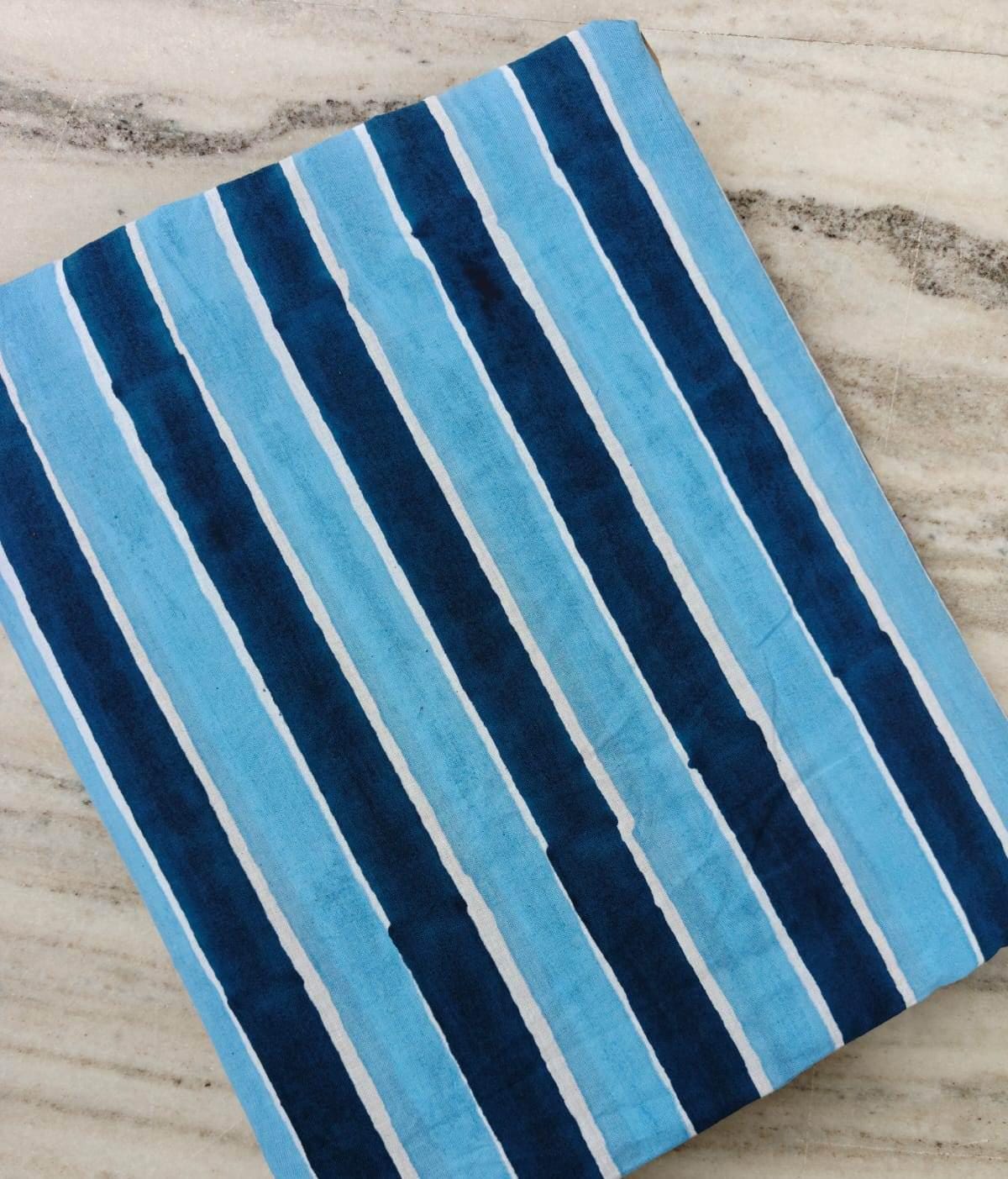 Navy & Sky Blue Stripe Cotton Fabric, Blue Striped Cotton Fabric by the Yard, Quilting Fabric, Apparel Fabric,  Soft Cotton Loose Textile
