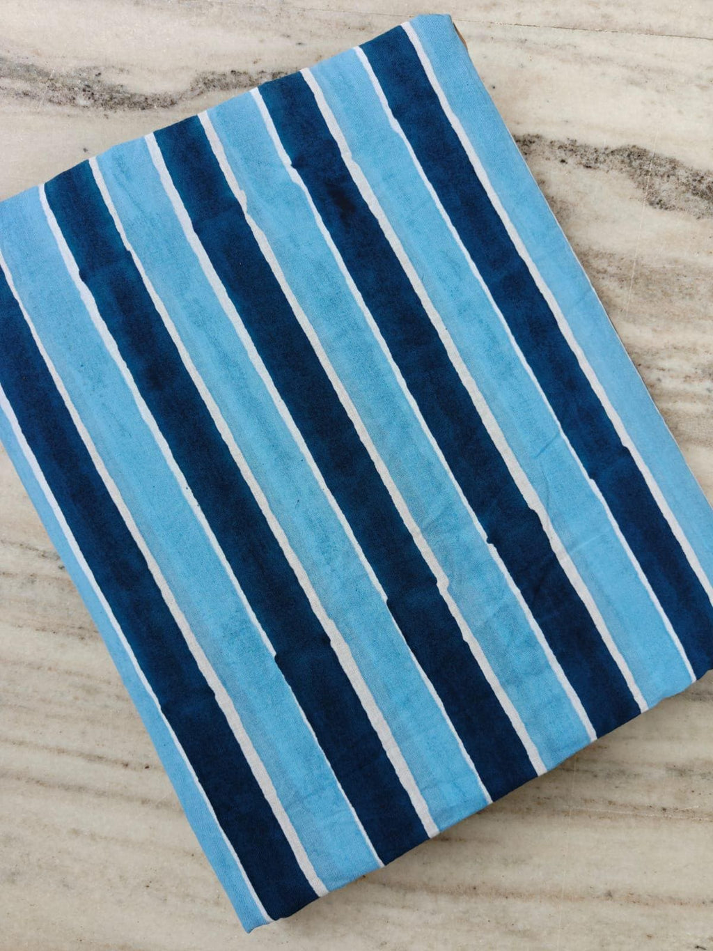 Navy & Sky Blue Stripe Cotton Fabric, Blue Striped Cotton Fabric by the Yard, Quilting Fabric, Apparel Fabric,  Soft Cotton Loose Textile