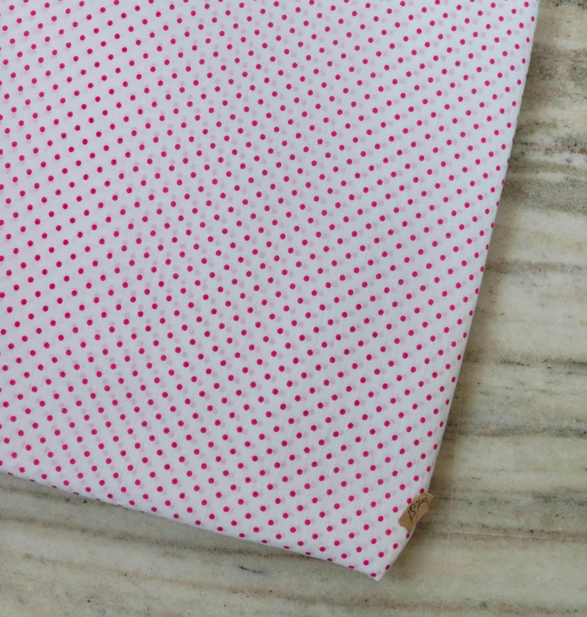 White Cotton Fabric with Hot Pink Polka Dots, Pink Dot Print Cotton Fabric by the Yard, Small Polka Dot Fabric, Quilting Sewing Fabric
