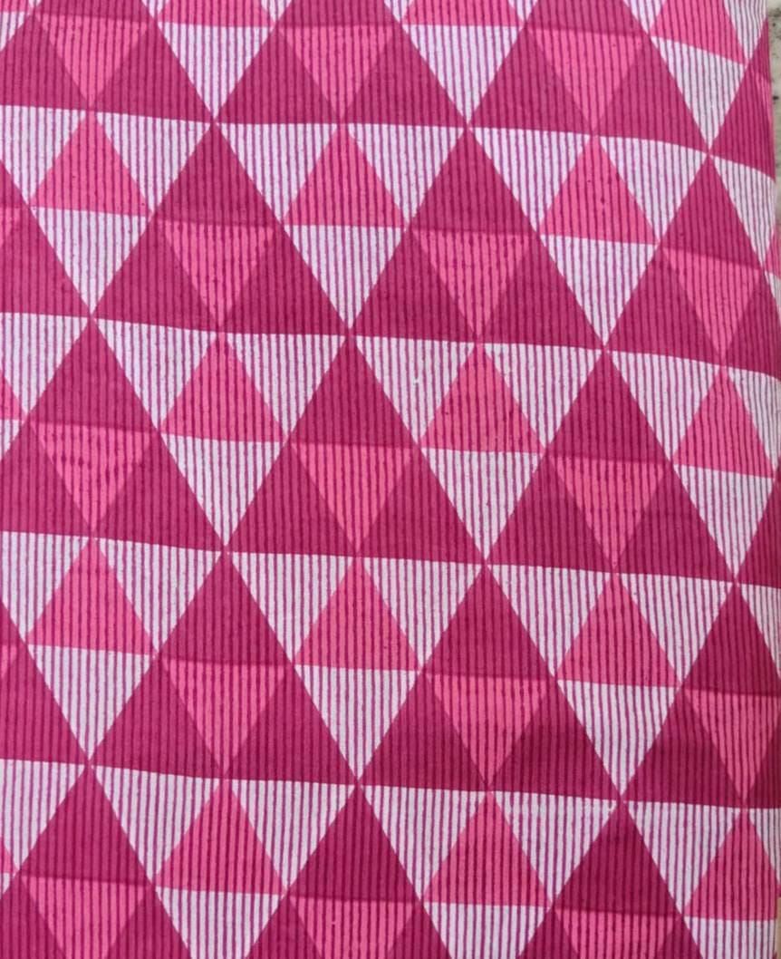 Pink Geometric Cotton Fabric by the Yard, Triangle Print Cotton Fabric, Modern Woven Fabric for Dresses, Quilting, Sewing, Running Fabric