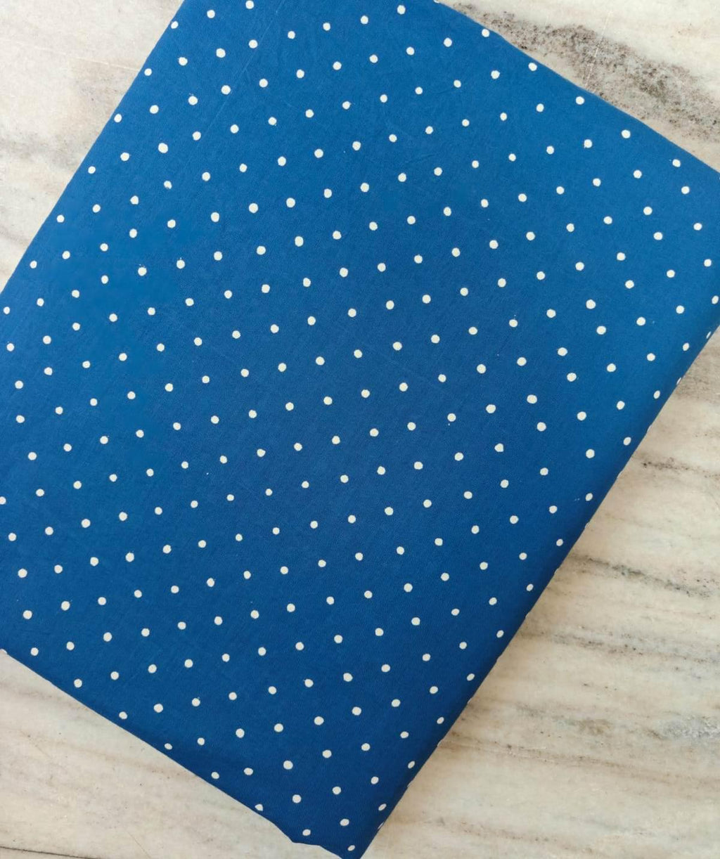 Blue Polka Dot Cotton Fabric by the Yard, White Mini Dot Print Fabric, Quilting Cotton, Sewing Fabric, Dressmaking Baby Quilt Fabric