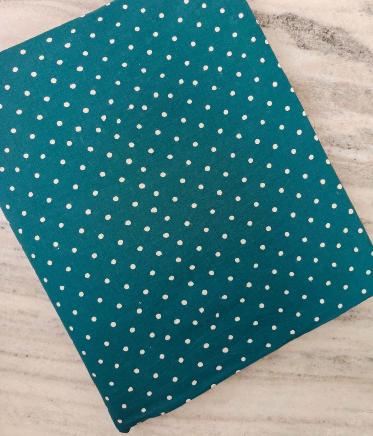Teal Polka Dot Cotton Fabric by the Yard, Dark Teal White Mini Dot Print Fabric, Quilting Cotton Sewing Fabric Dressmaking Baby Quilt Fabric