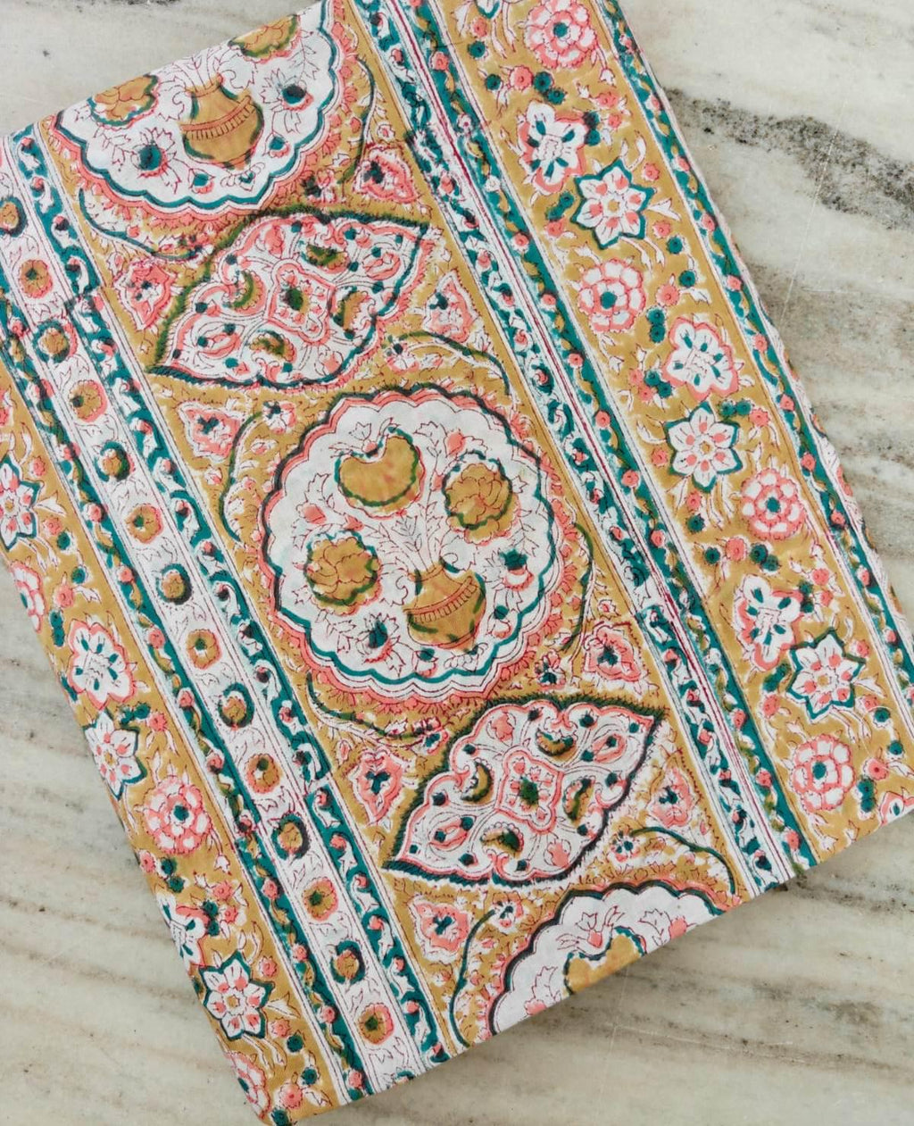 Mustard Floral Block Print Cotton Fabric by the Yard, Indian Hand Block Print Fabric, Paisley Cotton Textile for Sewing, Quilting & Craft