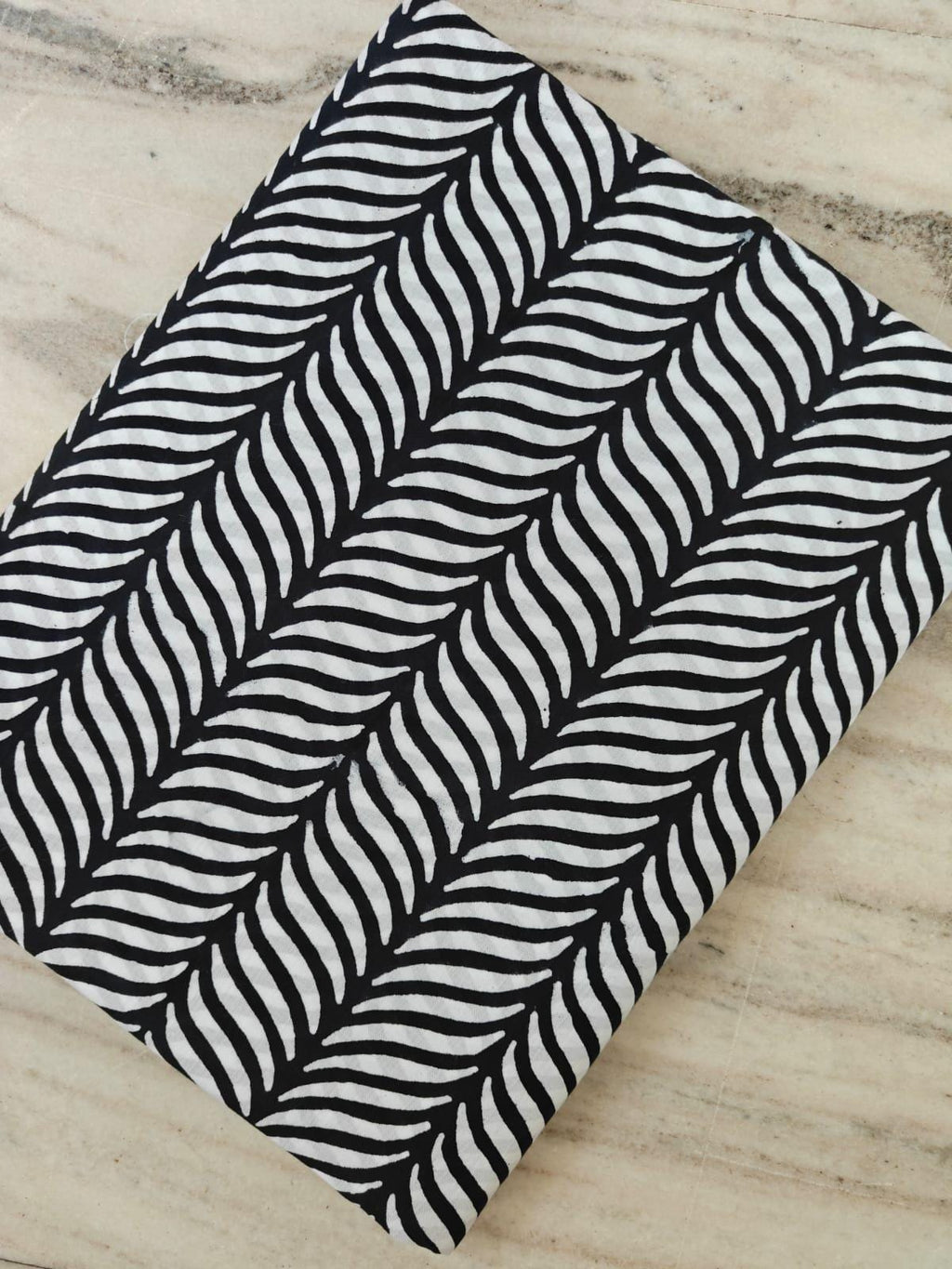 Black White Abstract Cotton Fabric by the Yard, Hand Block Print Cotton Fabric, Modern Geometric Fabric for Sewing, Quilting & Home Decor