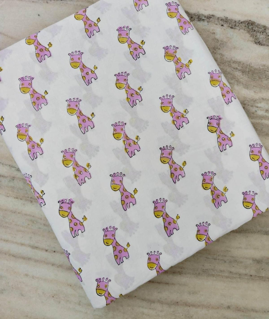 Cute Pink Giraffe Cotton Fabric by the Yard, Baby Nursery Animal Print Fabric, Soft Cotton Craft Fabric, Kids Quilting Sewing Loose Fabric