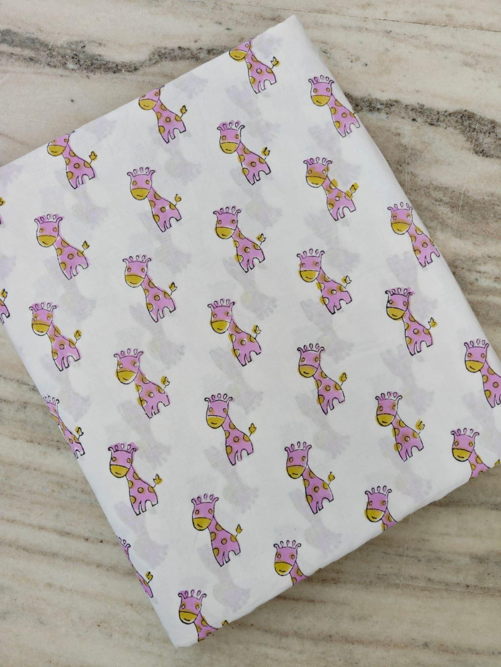 Cute Pink Giraffe Cotton Fabric by the Yard, Baby Nursery Animal Print Fabric, Soft Cotton Craft Fabric, Kids Quilting Sewing Loose Fabric