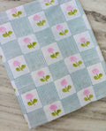 Pink Floral Cotton Fabric by the Yard, Blue Stripe Check Cotton Fabric, Cute Flower Print Fabric for Quilting, Sewing, Baby Crafts Fabric