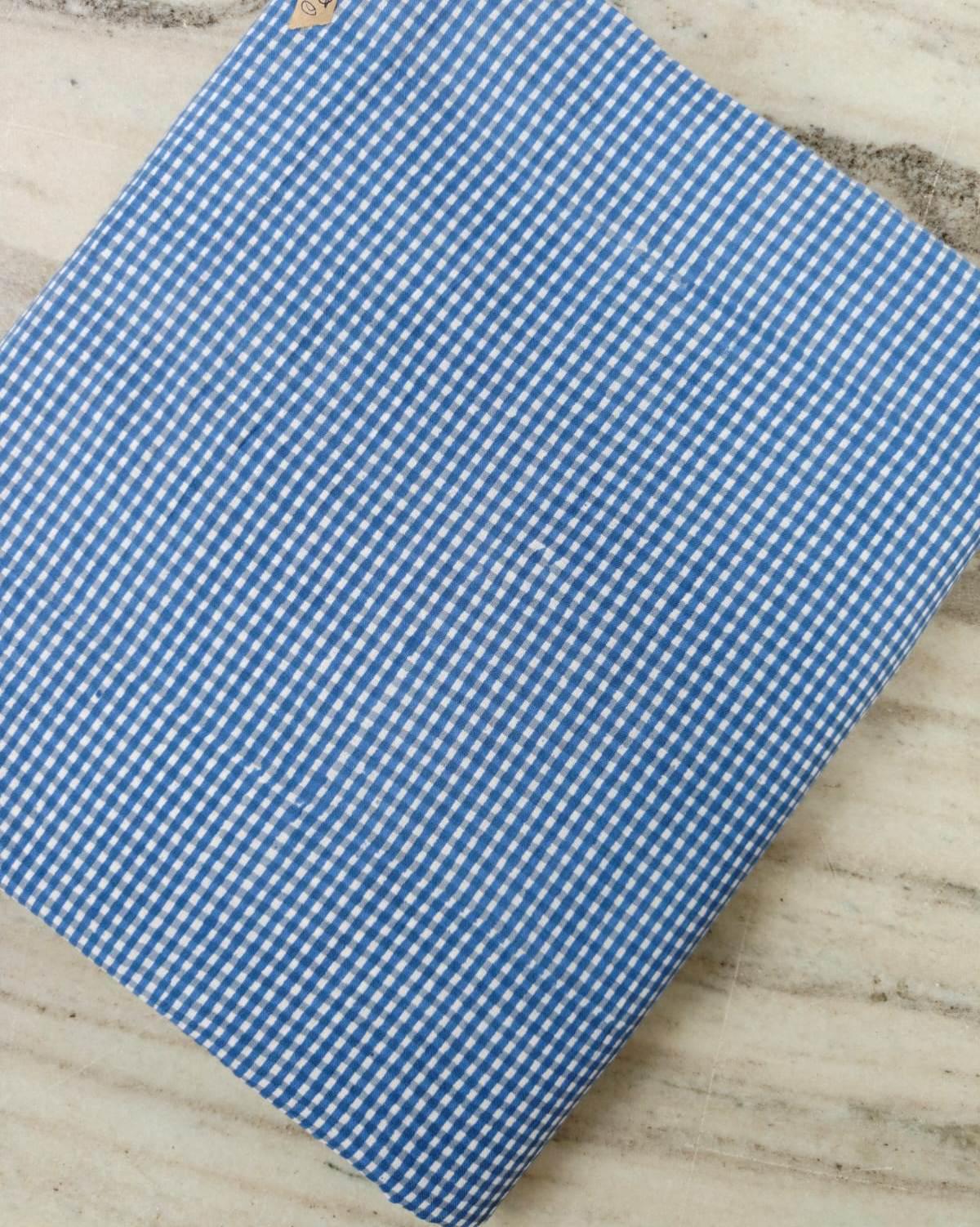 Blue Gingham Cotton Fabric by the Yard, Small Check Cotton Fabric, Buffalo Plaid Fabric for Quilting, Sewing, Crafts & Apparel, Loose Fabric